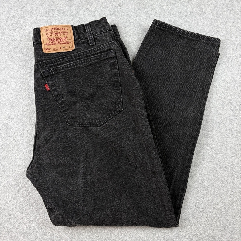 Vintage Levi's Jeans Mens 38x32 Black 560 Loose Fit Tapered Leg 90s Made‎ USA - Picture 6 of 10